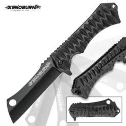 Xenoburn Assisted Opening Cleaver Pocket Knife - Black Titanium Coated Steel Blade, Textured TPU Handle, Pocket Clip, Lanyard Hole 11 Xenoburn Assisted Opening Cleaver Pocket Knife - Black Titanium Coated Steel Blade, Textured TPU Handle, Pocket Clip, Lanyard Hole -Knife Series Shop G19 BK4288