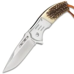 Ridge Runner Faux Stag Antler Assisted Opening Hunting Pocket Knife - Length 8 1/2" -Knife Series Shop G19 RR827