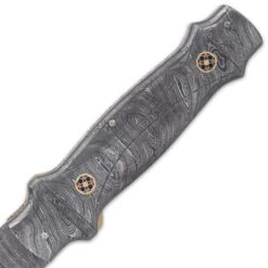 Timber Wolf Castle Guard Pocket Knife And Sheath - Damascus Steel Blade, Damascus Steel Handle Scales, Filework -Knife Series Shop G19 TW1219