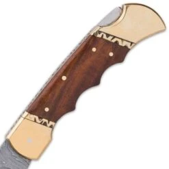 Timber Wolf Chief Executive Pocket Knife - Damascus Steel Blade, Wooden Handle Scales, Brass Bolsters, Fileworked Spine 12 Timber Wolf Chief Executive Pocket Knife - Damascus Steel Blade, Wooden Handle Scales, Brass Bolsters, Fileworked Spine -Knife Series Shop G19 TW723