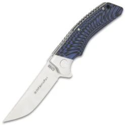 Honshu Black And Blue Sekyuriti Ball Bearing Pocket Knife - D2 Tool Steel Blade, G10 Handle Scales, Steel Pocket Clip -Knife Series Shop G19 UC3440
