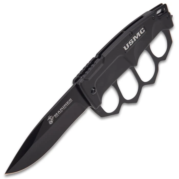 USMC Trench Folding Knuckle Knife - Stainless Steel Blade, TPU Handle, Glass Breaker Pommel, Pocket Clip - Closed 4 3/4” 6 USMC Trench Folding Knuckle Knife - Stainless Steel Blade, TPU Handle, Glass Breaker Pommel, Pocket Clip - Closed 4 3/4” - Image 6