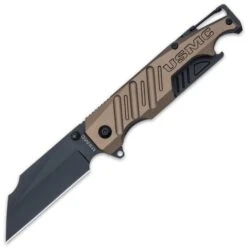 USMC Brewski Pocket Knife With Bottle Opener - 3Cr13 Stainless Steel Blade, Aluminum Handle, Bottle Opener, Carabiner Clip, Screwdriver -Knife Series Shop G19 UC3537
