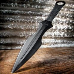 Super Spartan Throwing Dagger With Nylon Sheath - Stainless Steel Construction, Non-Reflective, Cord-Wrapped Handle - Length 14 3/4” -Knife Series Shop G47 BK4216