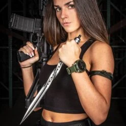 Grey Titanium Spiral Dagger With Sheath - Stainless Steel Construction, Quad-Edged Blade, Hidden Compartment - Length 16 1/2” -Knife Series Shop H17 BK4490