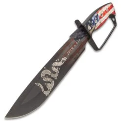 American Flag Bowie And Pocket Knife Set - Stainless Steel Blades, Aluminum Handles, Photograph Quality Artwork -Knife Series Shop H17 BK5192