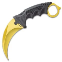 Black Legion Solar Gold Triple Knife Set - Karambit, Hunter Knife, Survival Knife, Stainless Steel Blades, TPU Handles, Nylon Sheaths -Knife Series Shop H17 BV573
