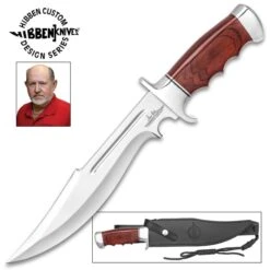 Gil Hibben Legionnaire Bowie Knife II With Leather Belt Sheath - 7Cr17 Stainless Steel Blade, Dark Brown Pakkawood Handle, Stainless Steel Guard And Pommel -Knife Series Shop H17 GH5068