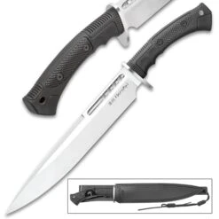 Honshu Boshin Toothpick Knife With Sheath - 7Cr13 Stainless Steel Blade, Contoured TPR Handle, Lanyard Hole - Length 18 3/4” -Knife Series Shop H17 UC3394