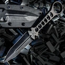 M48 Tanker Combat Dagger And Sheath - 3Cr13 Stainless Steel Construction, Stonewashed Finish, Open-Ring Pommel -Knife Series Shop H17 UC3442