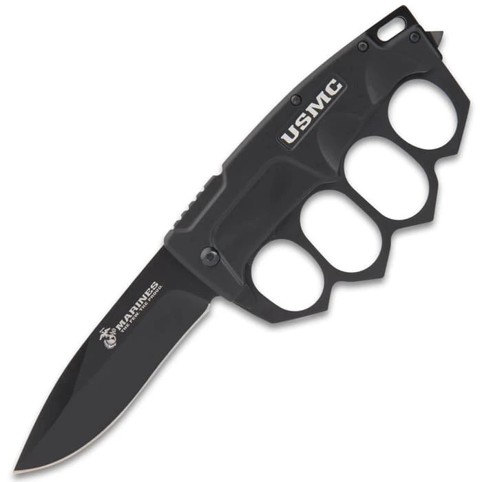 USMC Trench Folding Knuckle Knife - Stainless Steel Blade, TPU Handle, Glass Breaker Pommel, Pocket Clip - Closed 4 3/4” 7 USMC Trench Folding Knuckle Knife - Stainless Steel Blade, TPU Handle, Glass Breaker Pommel, Pocket Clip - Closed 4 3/4” - Image 7